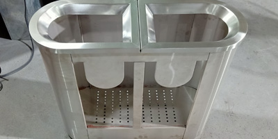 地铁透明防爆分类垃圾箱-机场地铁室内不锈钢垃圾箱欣方圳厂家生产图
